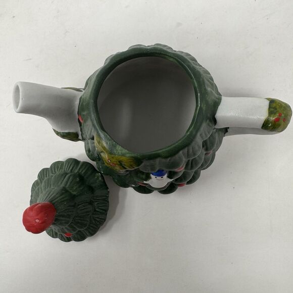 Christmas Tree "Holiday collection"‎ Teapot by World Bazaar, Ceramic 3.5” Tall - Picture 3 of 6